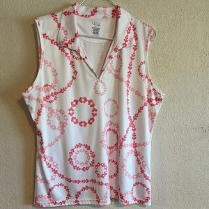Izod White and Pink Sleeveless Polo Top (New w/o tags)